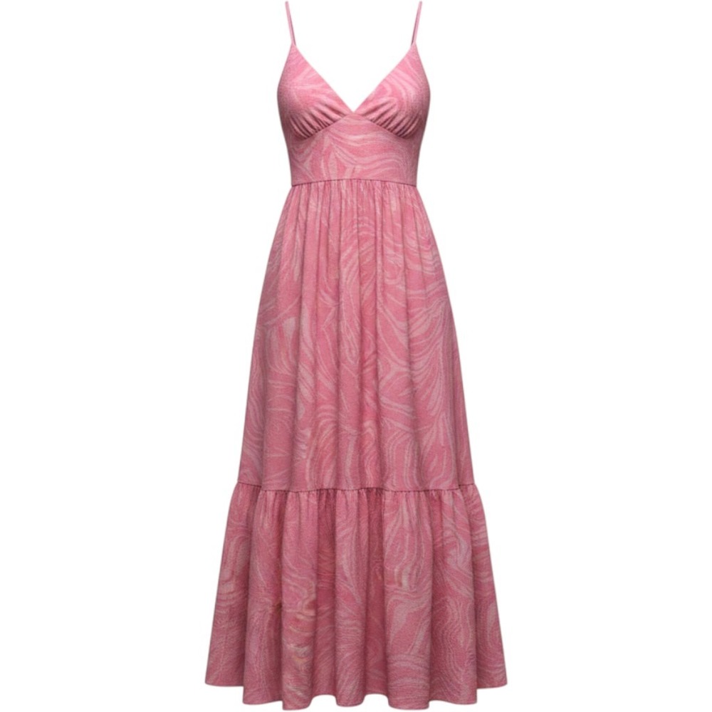 HM Maxi Dress Womens XS Pink Swirl Textured Flowy Barbiecore Summer Vacation
